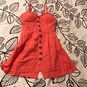 Salmon fitted button down dress